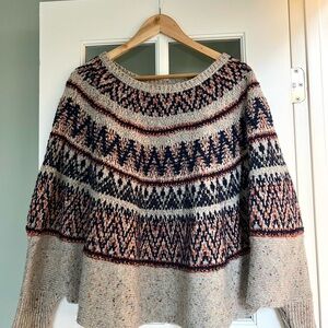 Cozy Knit Patterned Sweater Poncho